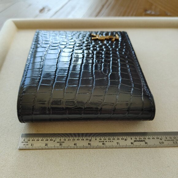 Saint Laurent Crocodile-Embossed Leather Bi-fold Wallet (New) - Picture 11 of 12
